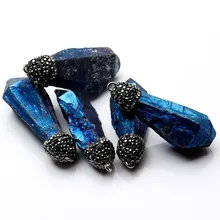 Синие ожерелья с подвеской из натурального камня для изготовления ювелирных изделий Подвески DIY ювелирных изделий для женщин