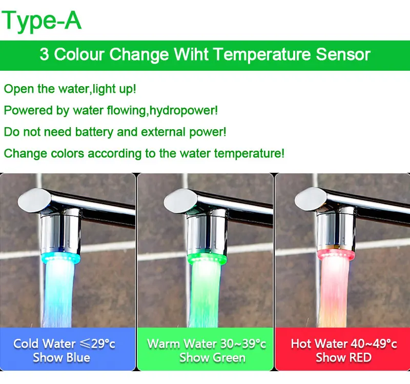 Светодиодный светильник-кран с датчиком температуры, RGB, светящаяся насадка для душа, для раковины, кран Torneira, аксессуары для ванной и кухни