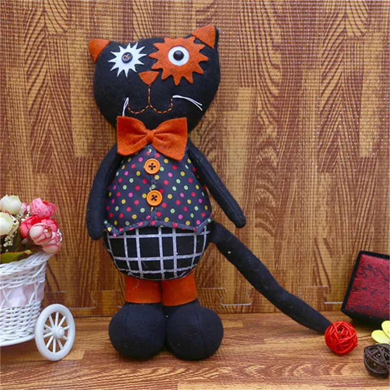 Halloween Fright Night Dolls Witch Ghost Black Cat Pumkin Elf Plush Toys Christmas Kids Friends Gift Cartoon Cosplay Decor  (1)