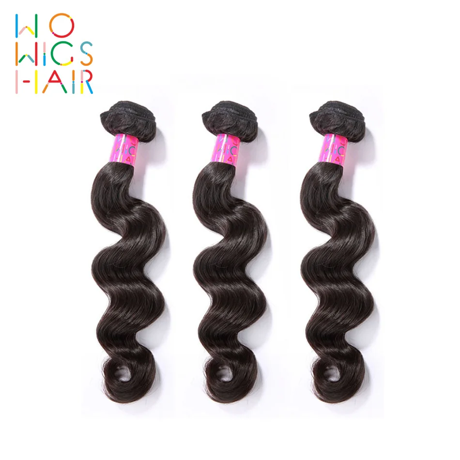WoWigs волосы индийские свободные волны 100% человеческих волос ткачество 3 шт. волосы remy Бесплатная доставка натуральный цвет