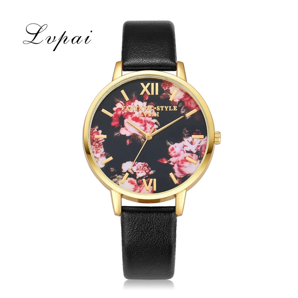 Lvpai Brand Luxury Silver Fashion Women font b Watches b font Flowers Leather Dress WristWatches Women