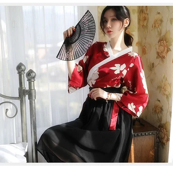 

Lady Sexy Costumes Japanese Kimono Yukata Dress with Belt Satin Silk Cardigan Pajamas Sleepwear Woman Bathing Robe Gown Suit
