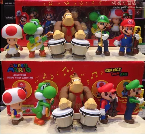 

Super Mario Bros Luigi Toad Yoshi Concert Music Concert Collection Figure Kid Toy 5pcs Birthday Gift