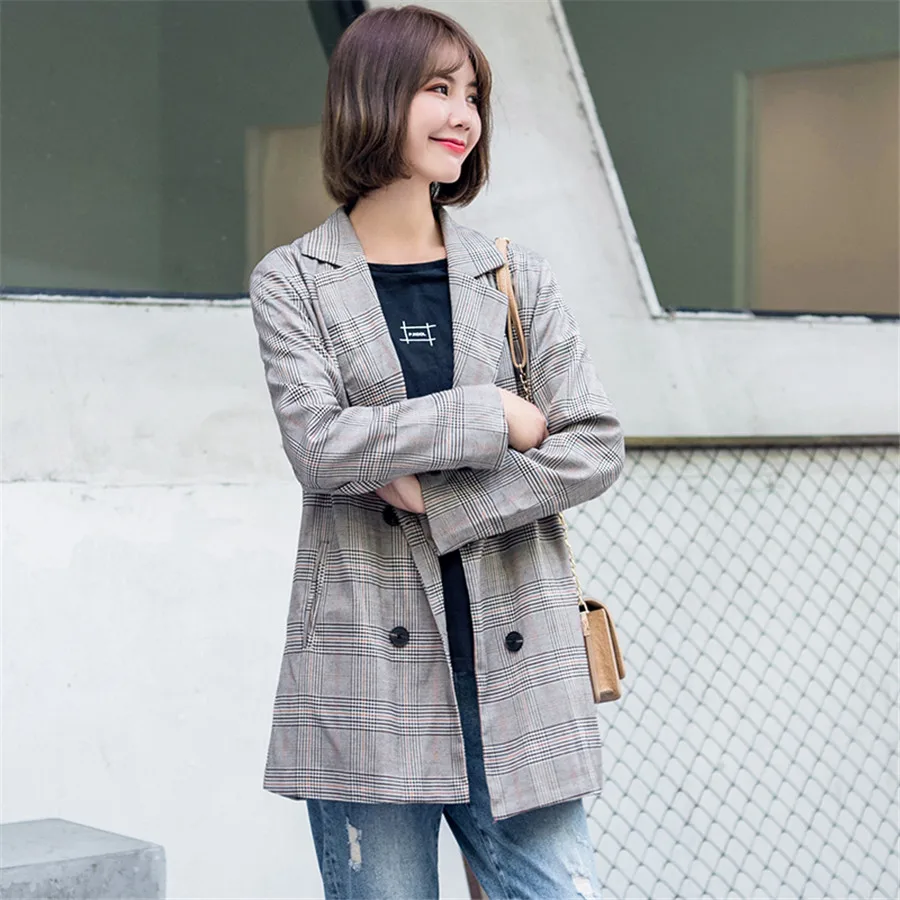 Hodisytian Autumn Fashion Blazer For Women Casual Plaid Suits Elegant Female Chic Jacket Outerwear Long Sleeve Blaser Plus Size Hodisytian Autumn Fashion Blazer For Women Casual Plaid Suits Elegant Female Chic Jacket Outerwear Long Sleeve Blaser Plus Size
