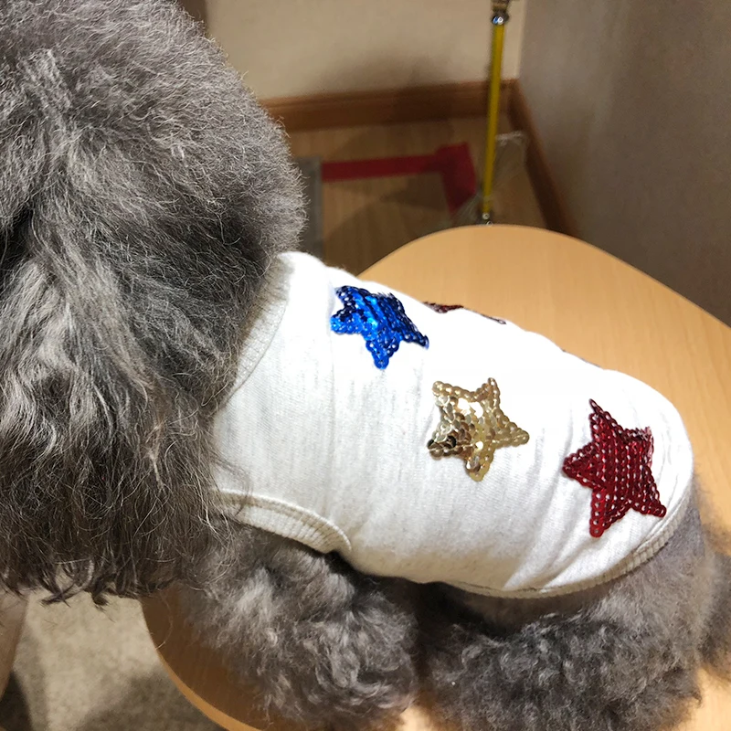 Новая летняя жилетка для собак дешевая мягкая звезда блестящая Одежда для собак одежда XS S M L XL