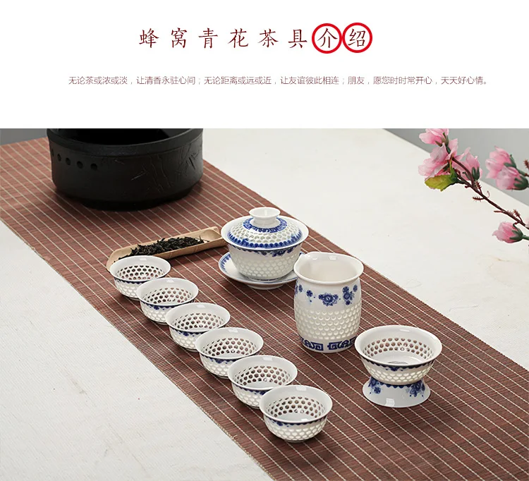 Blue-and-white Exquisite Ceramic Teapot Kettles Tea Cup Porcelain Chinese Kung Fu Tea Set Drinkware