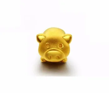 

New 999 24K Solid Yellow Gold Pendant / 3D Carved Lovely Pig Pendant /1.1g