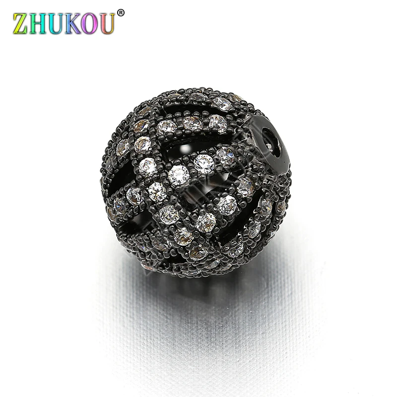 

10mm Brass Cubic Zirconia Setting Round Beads for Jewelry Findings Making, Hole: 1.5mm, Model: VZ166