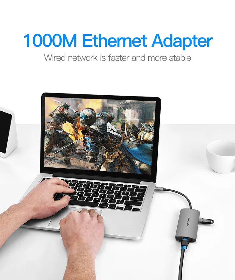 Vention USB C Ethernet адаптер usb-хаб 3 порта конвертер Тип C 3,0 USB к RJ45 Lan сетевая карта для Macbook USB Ethernet переключатель