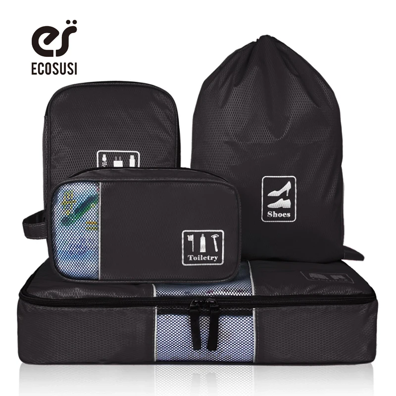 

ecosusi Travel Accessories Storage Bag For Clothes Shoes Electronics Toiletry Organizer 4 Pcs Travel Bag Make Tidy Suitcase