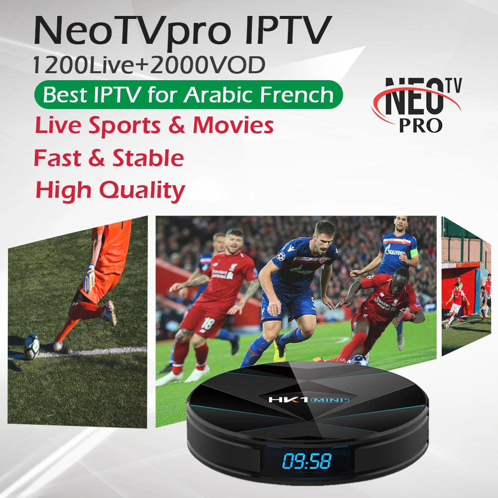 

NeoTV Subscription French Arabic IPTV+HK1Mini+ RK3328 Android 9.0 Smart TV Box Quad Core 4/64G Dual Wifi 4k BT4.0 Set Top Box