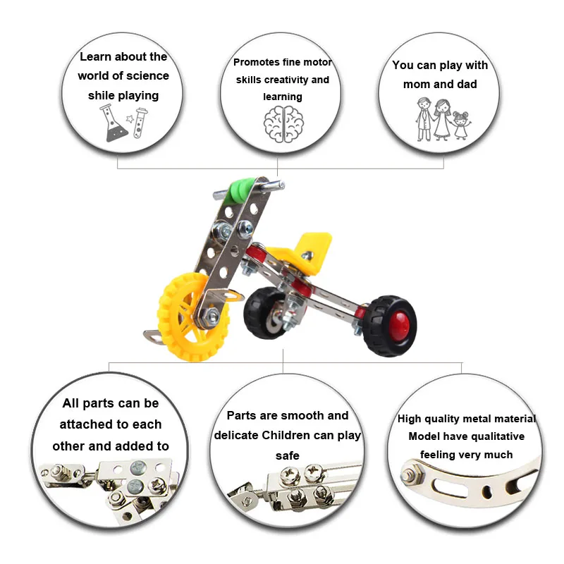 JIAJIALE Metal Model Building Kits Puzzle Children Bicycle Enlighten Education Assemblage DIY Toys VS 3d metal model kit