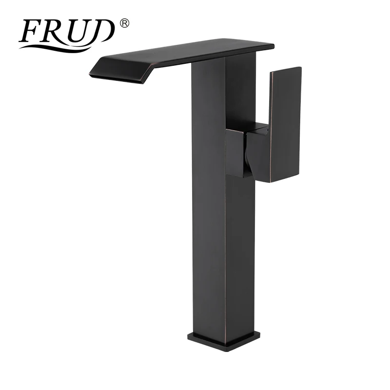 

FRUD New Bathroom Basin Faucet Waterfall Faucet Black Single Handle Faucet Hot and Cold Water Sink Mixer Tap torneira Y10136