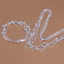 Silver plated refined luxury fashion gorgeous light bead necklace bracelets two piece hot selling wedding jewelry S063