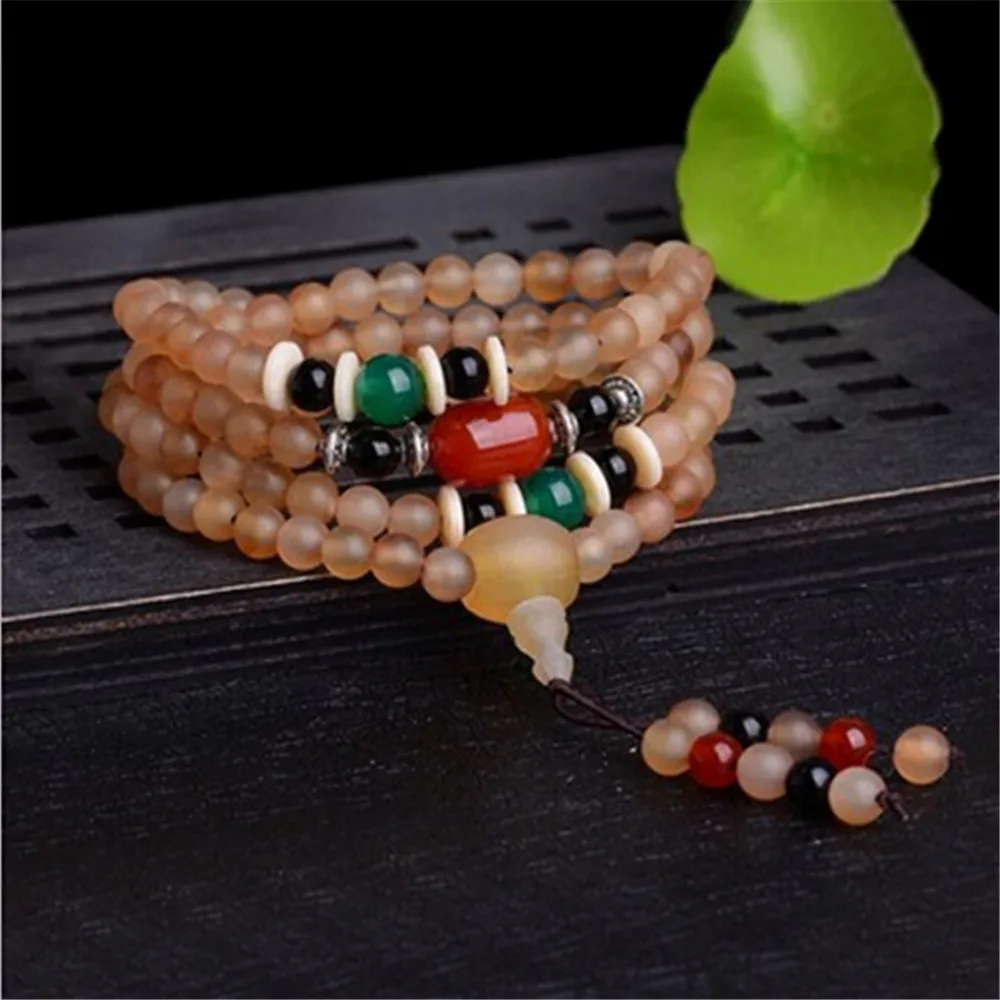 

Dropship Buddhist 108 Sheep Horn Beads Bracelet Handmade Multi Circle Long Bracelets or Necklace for Men or Women Yoga Mala Gift
