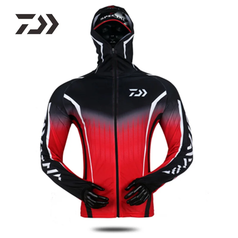 Daiwa Summer Anti-uv Fishing Hooded Men's Professional Clothing Uv Protection Face Neck Breathable Outdoor Fishing Clothes