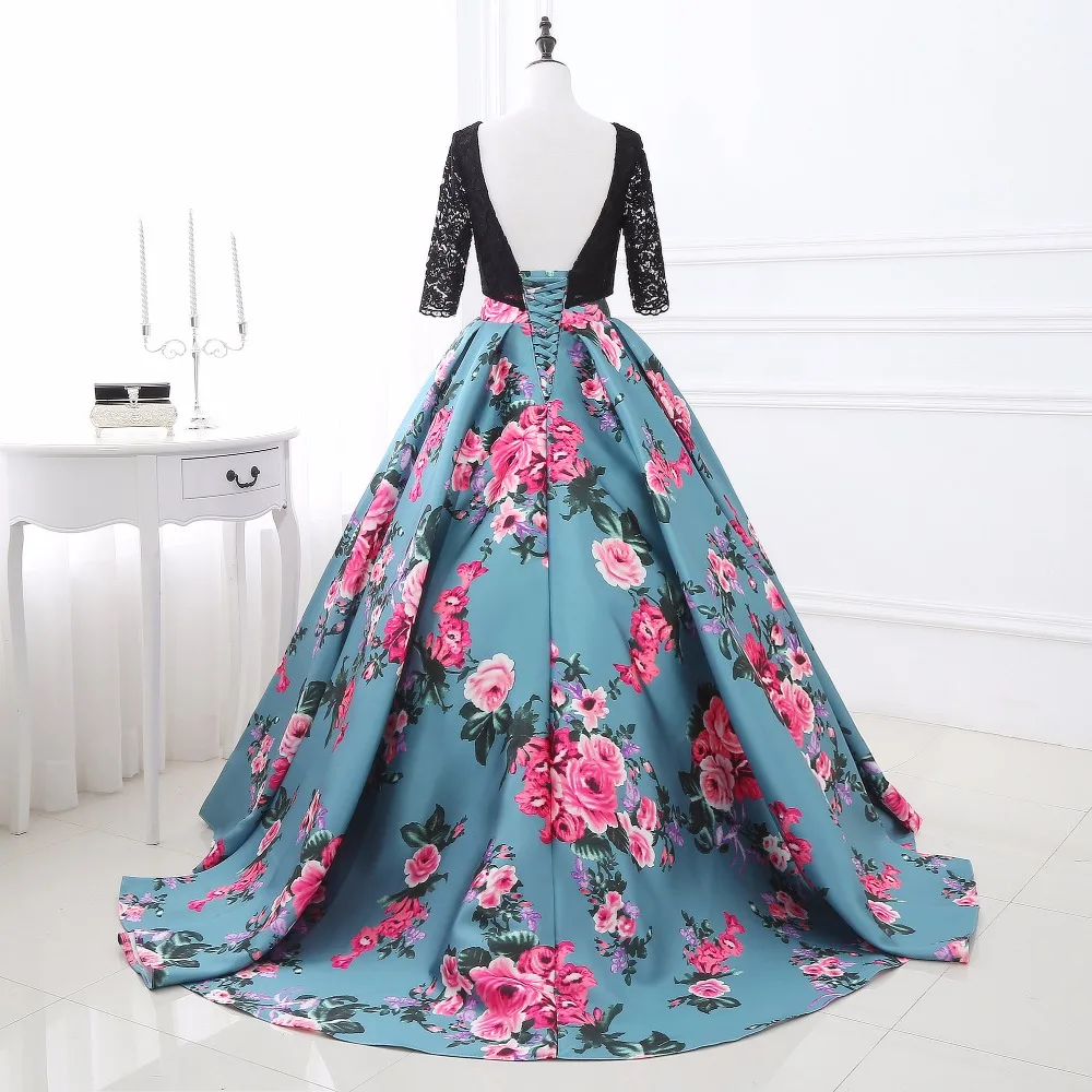 print floral prom dress