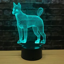 Собака Хаски 3d ночник сенсорный пульт дистанционного управления зарядка Usb светодиодный ночник семь цветов атмосфера 3d настольная лампа