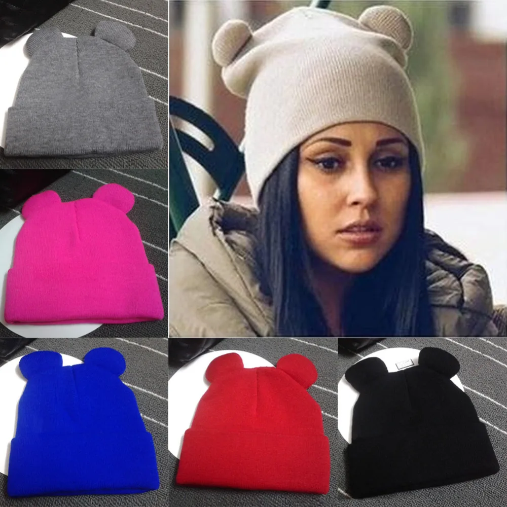 2016 font b Women s b font Winter Hats Warm Knitted Braid Hat With Ears font