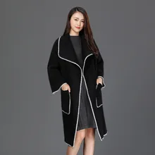 Danjeaner/Брендовое дизайнерское зимнее пальто, женское теплое шерстяное пальто с хлопковой подкладкой, длинное женское кашемировое пальто, европейская модная куртка, верхняя одежда