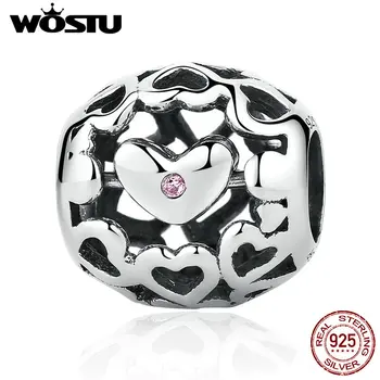 

Valentine's Day Gift 925 Sterling Silver Blessed are all love Heart Charm Beads Fit Original WOST Bracelet Jewelry BKC109
