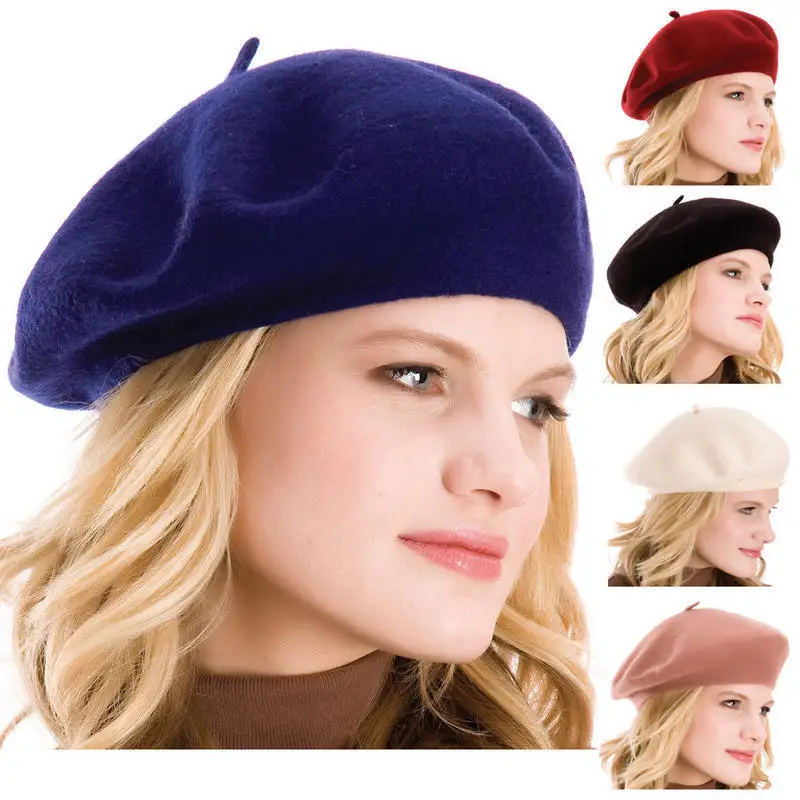 

Mistdawn French Style Vintage Ladies Women Girls Wool Warm Plain Beret Beanie Hat Cap