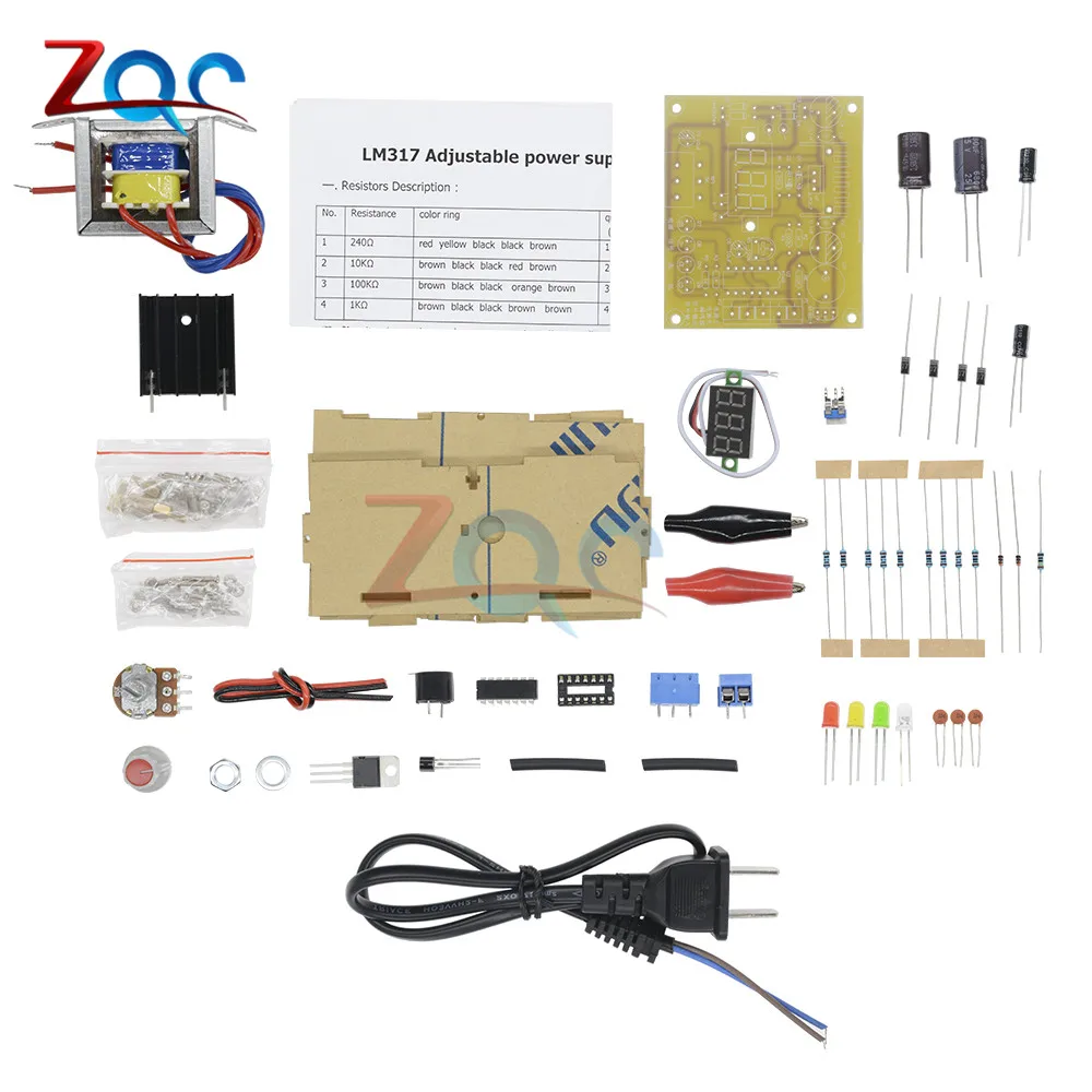 Diy комплект LM317 регулируемый регулятор напряжения от 110 В/220 В до 1 25 12 5 в понижающий