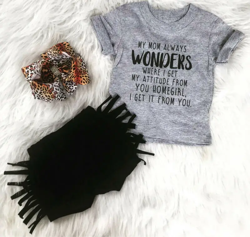 

Neugeborenes Baby Mädchen Kleidung Tops T-Shirt + Quaste Hosen Shorts Outfit Set