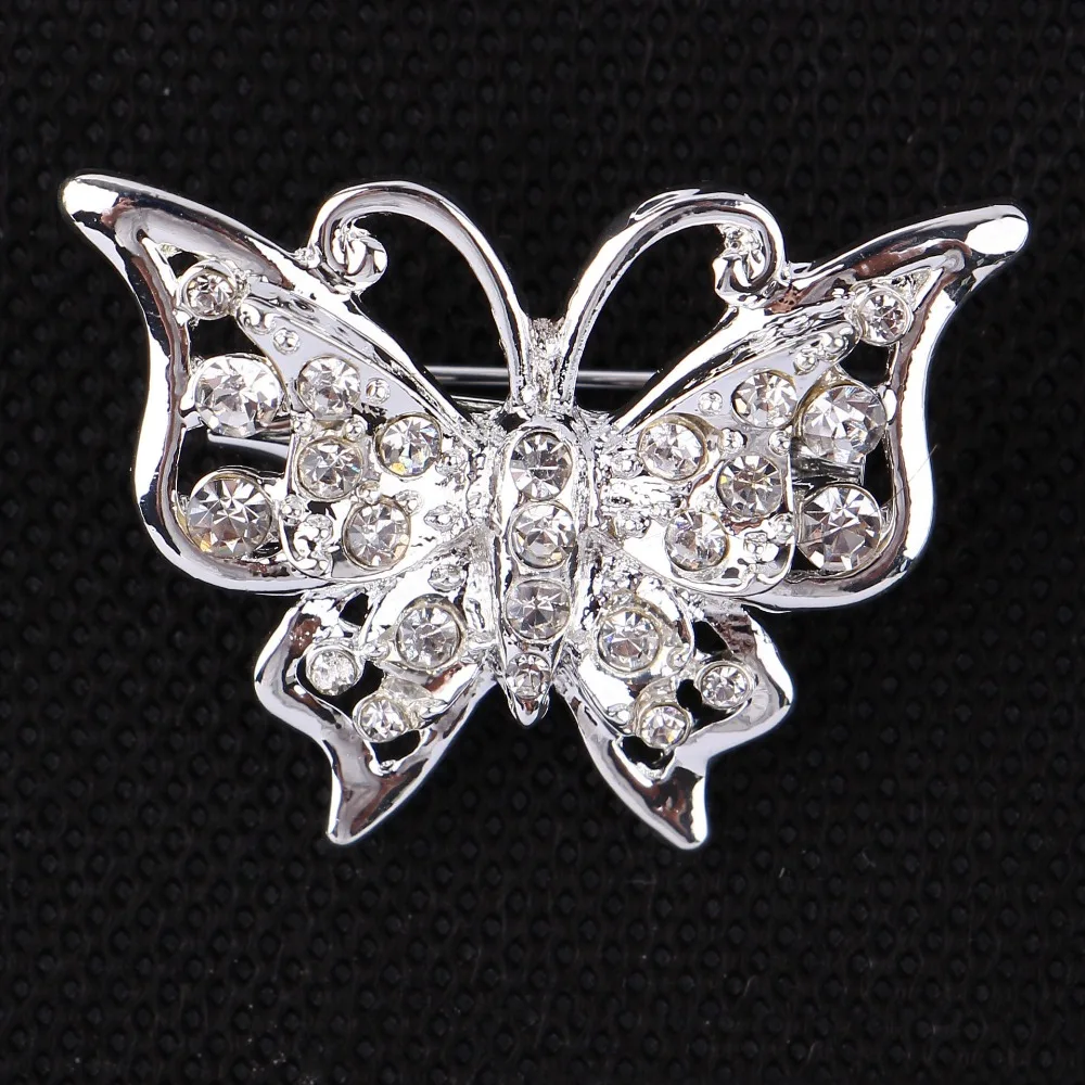 handmade silver butterfly vintage brooch color rhinestone brooches for