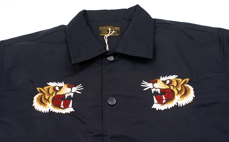 Зимняя флисовая куртка с вышивкой тигра, Мужская нейлоновая Водонепроницаемая винтажная куртка-карго, уличная модная верхняя одежда, мужская одежда