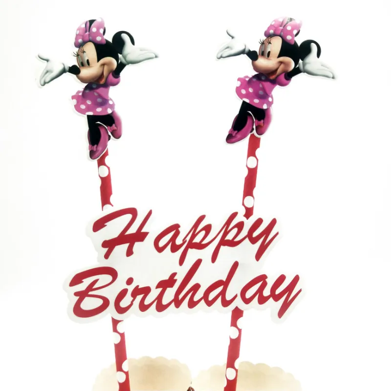 1 шт Минни Маус кекс топперы мультфильм флажки для торта с бумажной соломинкой для рождества свадьбы дня рождения украшения принадлежности