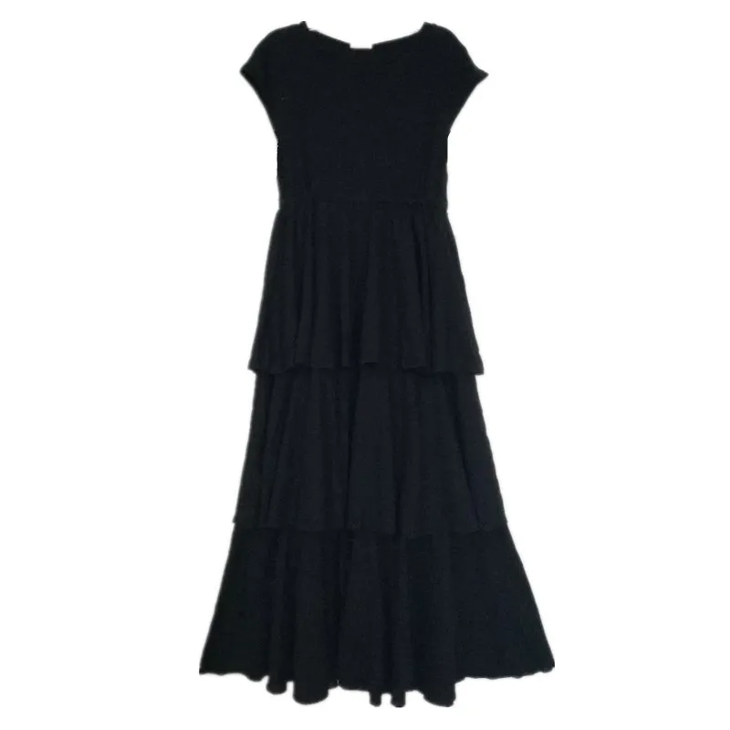 black layered ruffle dress