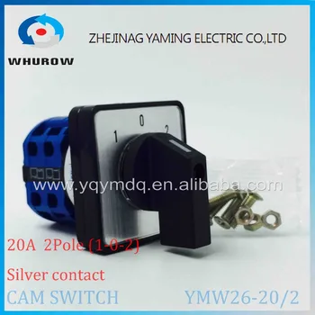 

LW26-20/2 Rotary switch knob 3 position 102 High quality changeover cam switch Ui 690V Ith 20A 2 phase 8 terminals DC voltage