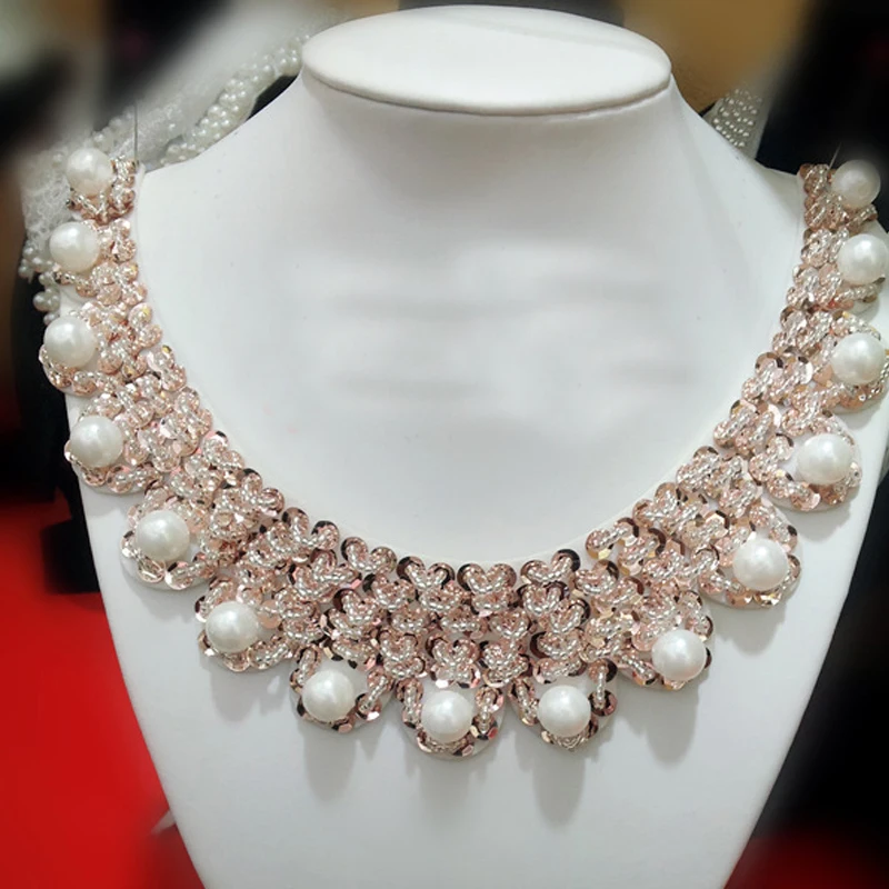 

2pc Rhinestones and sequins Lace Applique Neckline Lace Collar Sewing Trims DIY Wedding Handmade Craft Garment Accessories