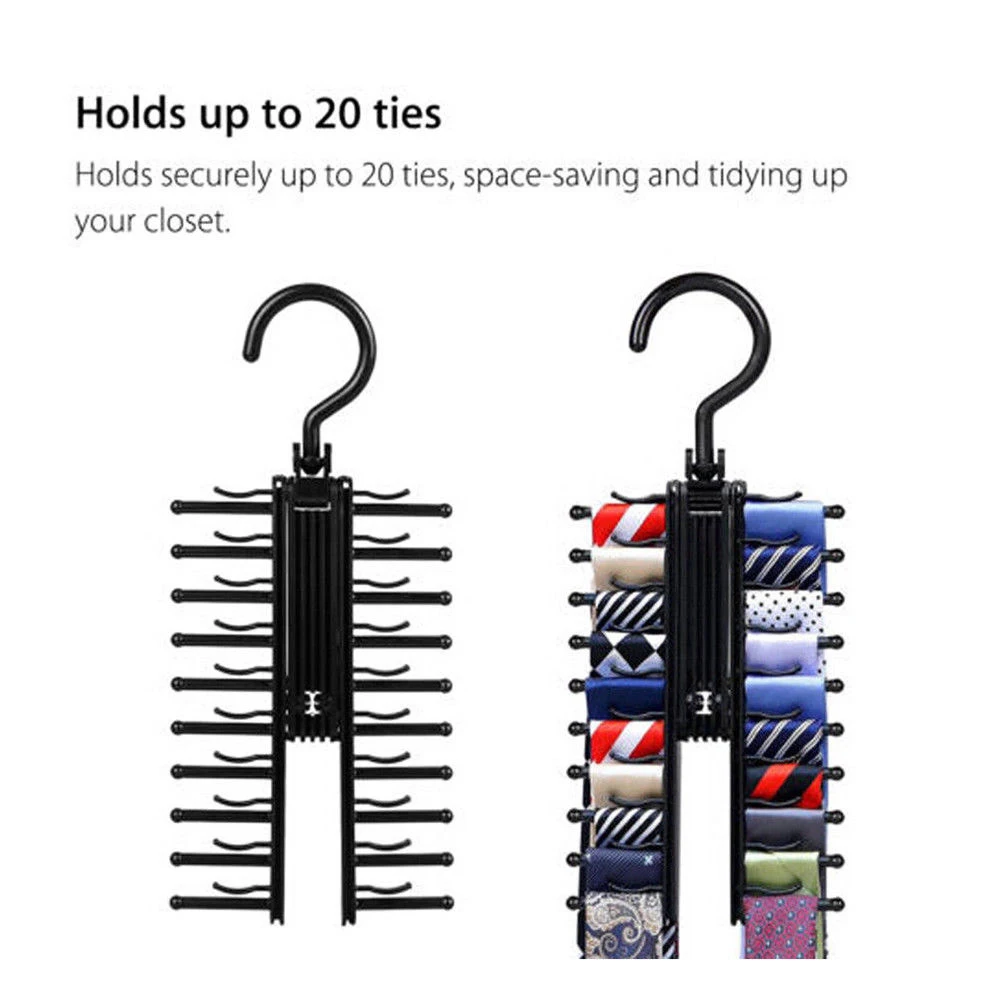 

Good Quality 20 Rows Of Tie Frame Creative Hanger Tie Rack Belt Ties Hanging Organizer Rack Clothing & Wardrobe Storage