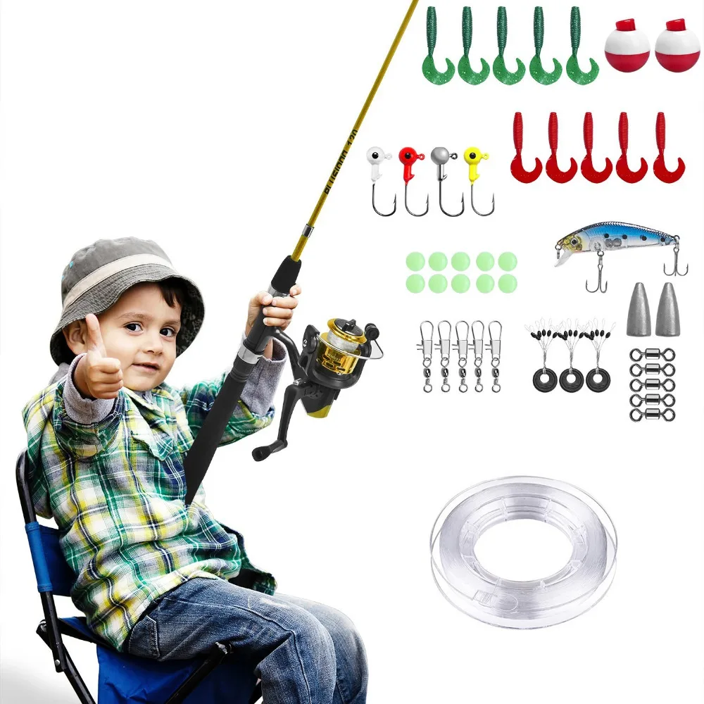 PLUSINNO Kids Fishing PoleLight and Portable Telescopic Fishing Rod and Reel ... 