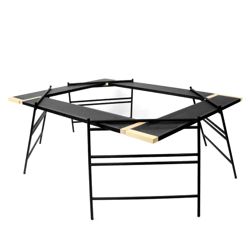  New type outdoor barbecue table spliced net camping por multi-functional folding self-driving picni