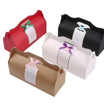 

Cake Roll Box Portable Cupcake Pudding Cup Baking Box Packing Box Cookies Bag Baking Oil-proof Takeaway Blank Food Packaging Box