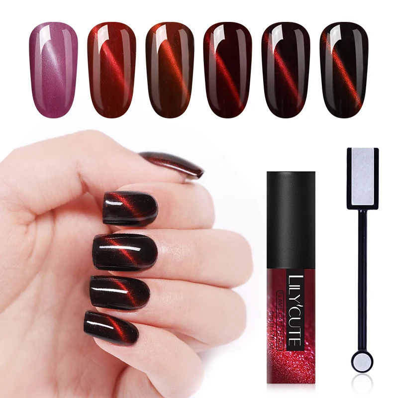 

LILYCUTE 5ml Red Series Cat Eyes UV Gel Polish 3D Magnetic Effect Shimmer Long Lasting Soak Off Gel Nail Varnish Manicure