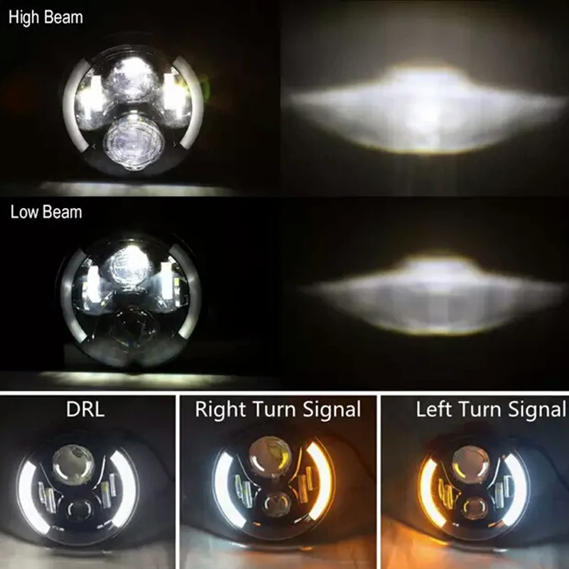 1X7 дюймов светодиодный головной светильник H4 Hi/Low Beam DRL налобный фонарь с поворотником halo светильник для jeep JK Niva VAZ внедорожный Lada 4x4 мотоцикл