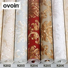 Красная/белая/коричневая/бежевая/бронзовая европейская роскошная текстурированная Дамасская виниловая настенная бумага домашний Декор ПВХ Гостиная фоновая настенная бумага