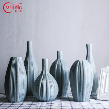 

MEILING Fine Art Blue Ceramic Vase for Home Decoration Housewarming Gift Modern Big Porcelain Flower Vase Tabletop Centerpieces