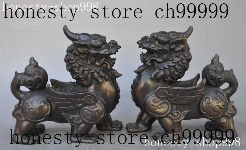 

christmas china fengshui bronze Evil foo dog Brave troops Kirin Unicorn Kylin beast statue halloween