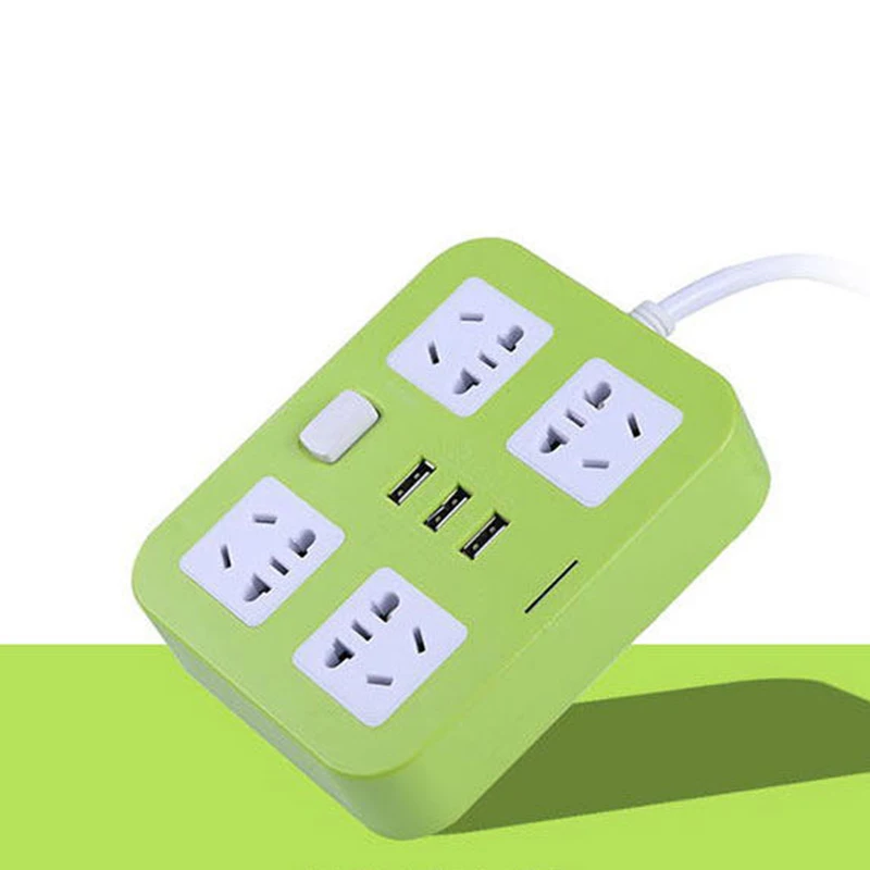

Lovely Convenient 3 USB Port 4 Outlet Adapter Wall Mounted Surge Protector Power Strip Multi Socket Plug HY99 AU17