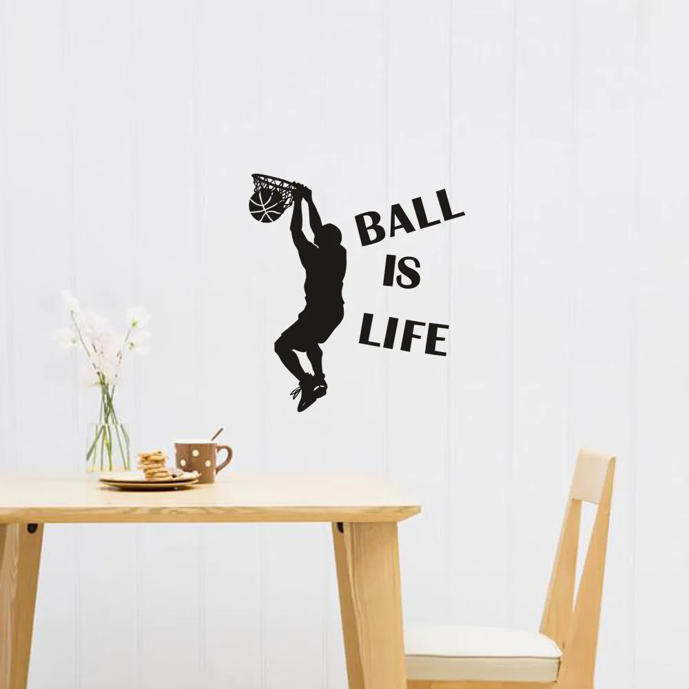 Men Bedroom Slam dunk Wall Sticker Ball Is Life Sport Playing