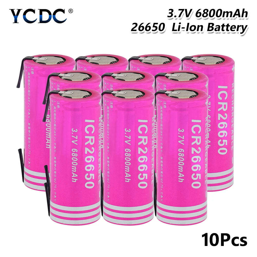 26650 батарея 3 7 V 6800mAh перезаряжаемая Li Po литиевая + DIY никелевая деталь для