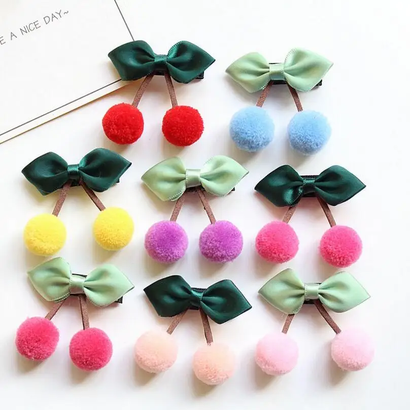 8PCS cute cherry hair clip barrette hair ties rubber band hair bow
