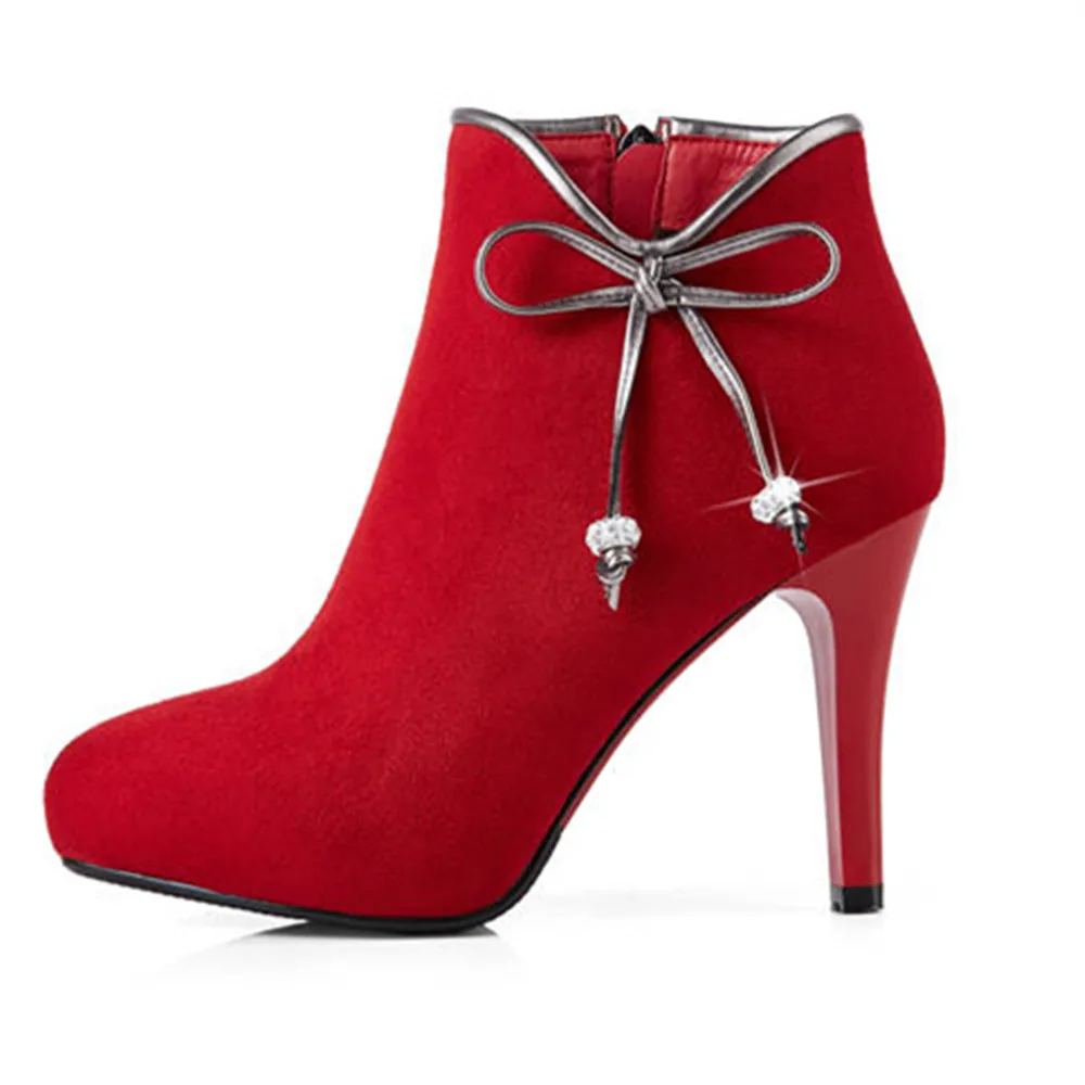 Modo Nuovo Semplice Alti Autunno Rosso Le Memunia Per Il Scarpe Caviglia Stivali 2018 Gregge Donne Della Arrivo Di Chiusura Nero Tacchi rosso A Punta Inverno Lampo 5wBwP1zq