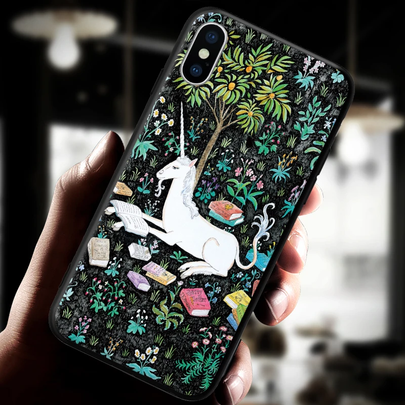 Очаровательная художественная картина маслом Единорог узор для iPhone 5 5S SE 6 6S 7 8 Plus X XR XS Max жесткий чехол для телефона - Цвет: 3597