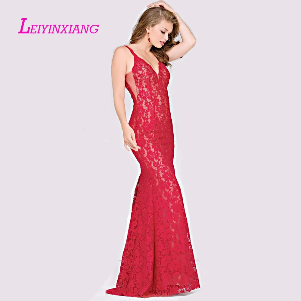 

LEIYINXIANG 2019 Prom Dress Nuevo Vestido de Noche Largo Piso Longitud de La Sirena Que Rebordea Lentejuelas Sexy Mermaid V-Neck